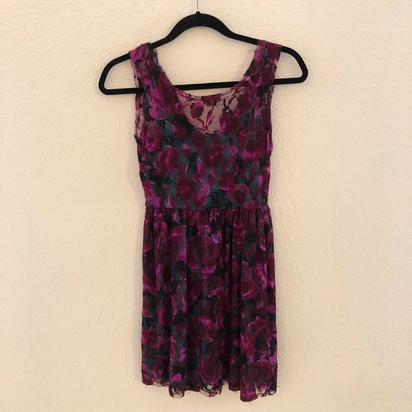 Fuchsia & Teal Lace Dress URBAN Outfitters Size XS - Picture 4 of 7